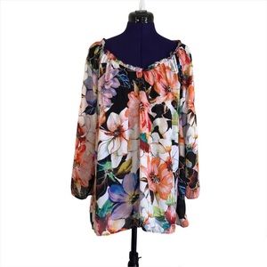 Spense Colorful Floral Long Sleeve Top